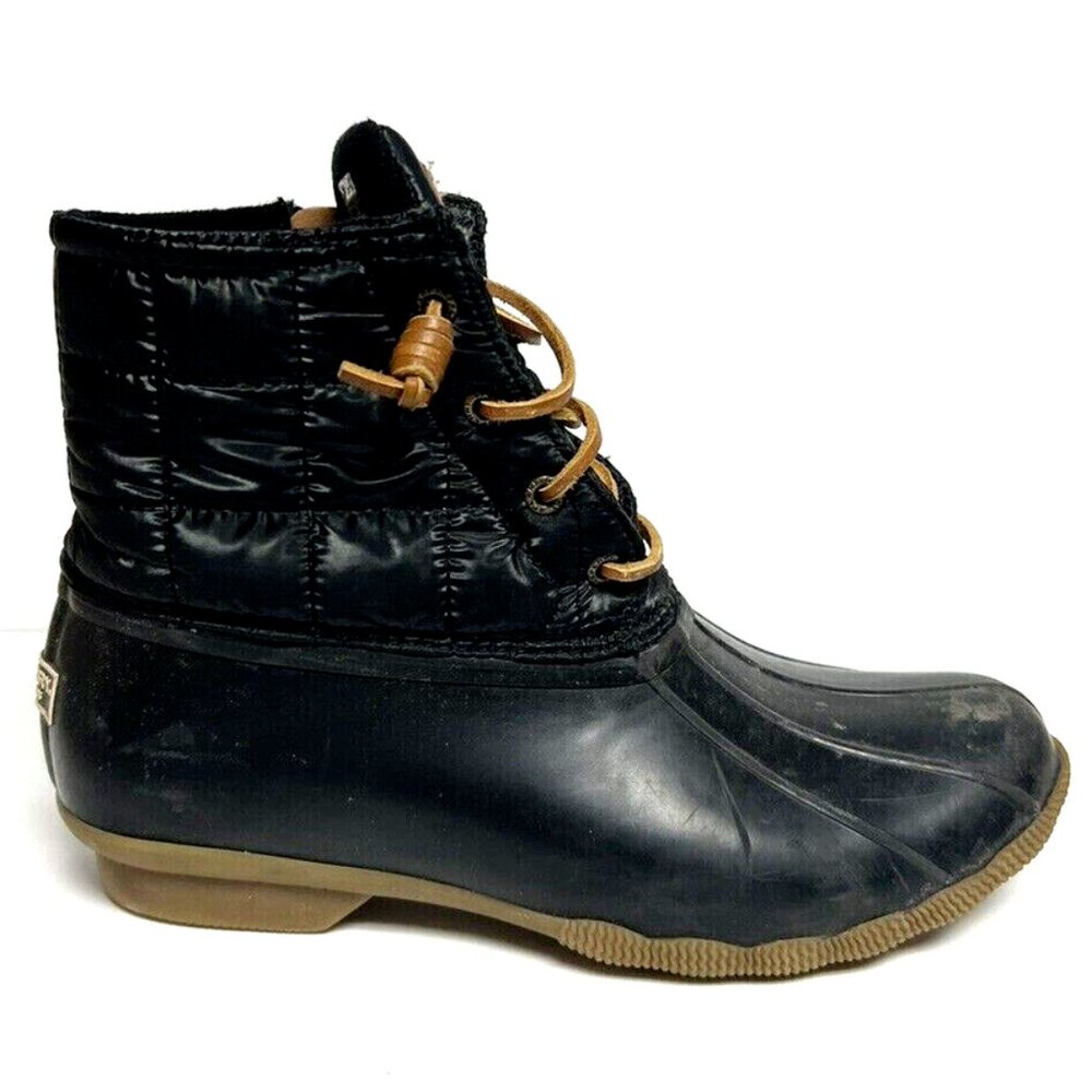 Sperry Womens Saltwater Rain Boots Black Size 9.5 M